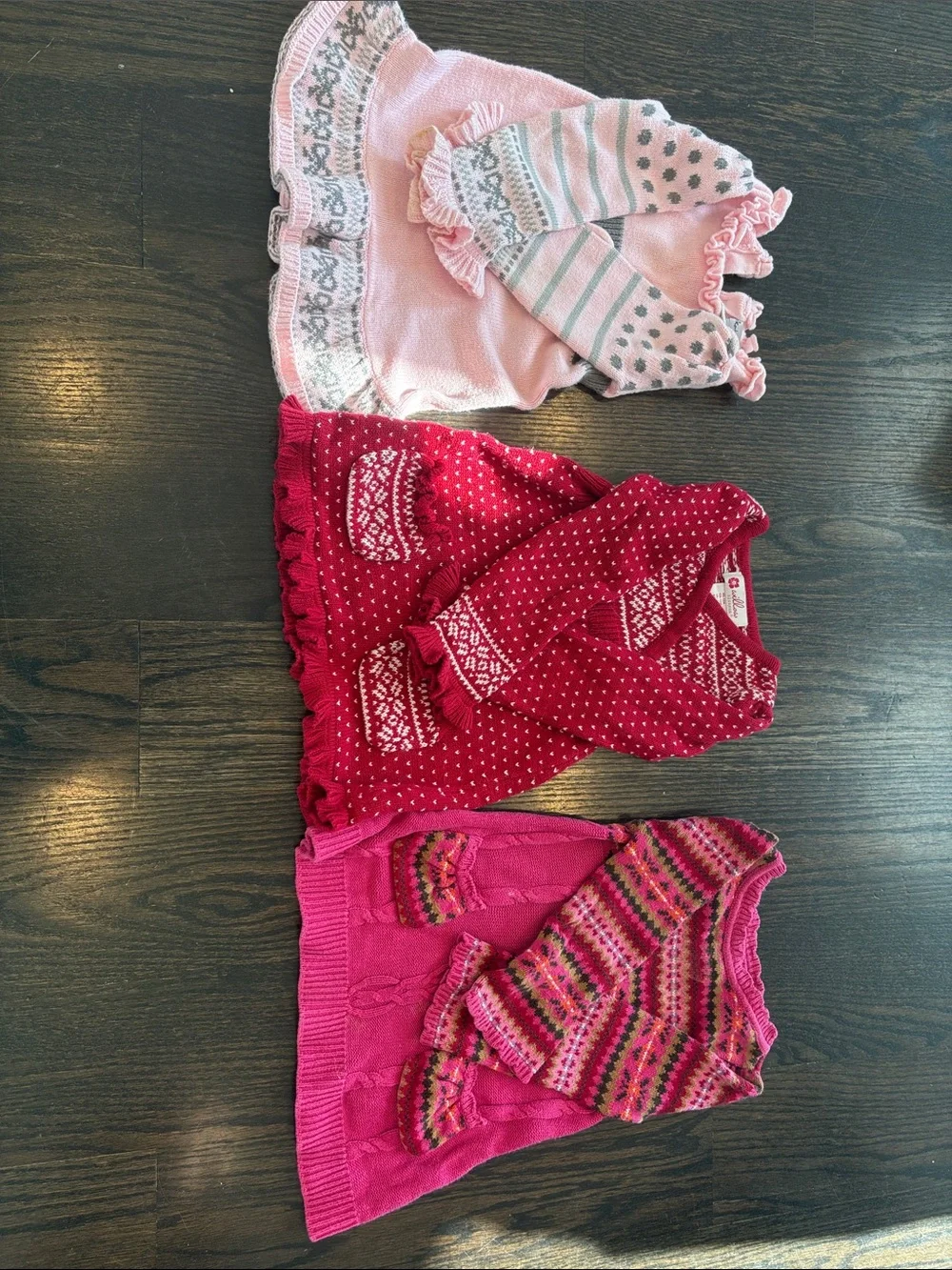 Vintage Assorted Girls' Knit & Cotton Clothing Bundle - Pink, Red, White, Cream